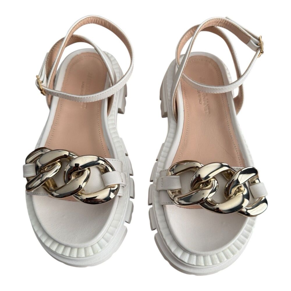 Janet & Janet Tatum Platform Sandals White Leather Women’s Size 36 / US 6 F101‎